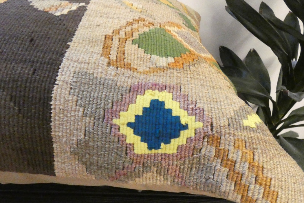 Handmade Turkish Kilim Cushion Cover 60 x 60cm with Insert | Original Anatolian Kilim | Organic Cotton Backing - Rugs Direct New Zealand 