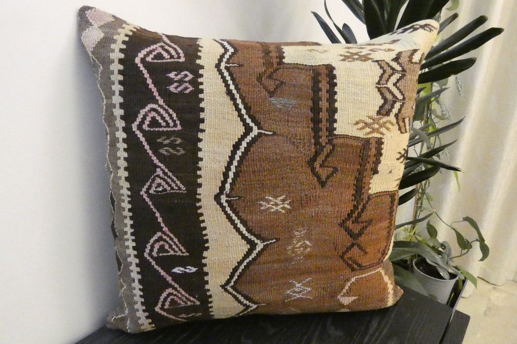 Handmade Turkish Kilim Cushion Cover 60 x 60cm with Insert | Original Anatolian Kilim | Organic Cotton Backing- Rugs Direct NewZealand 