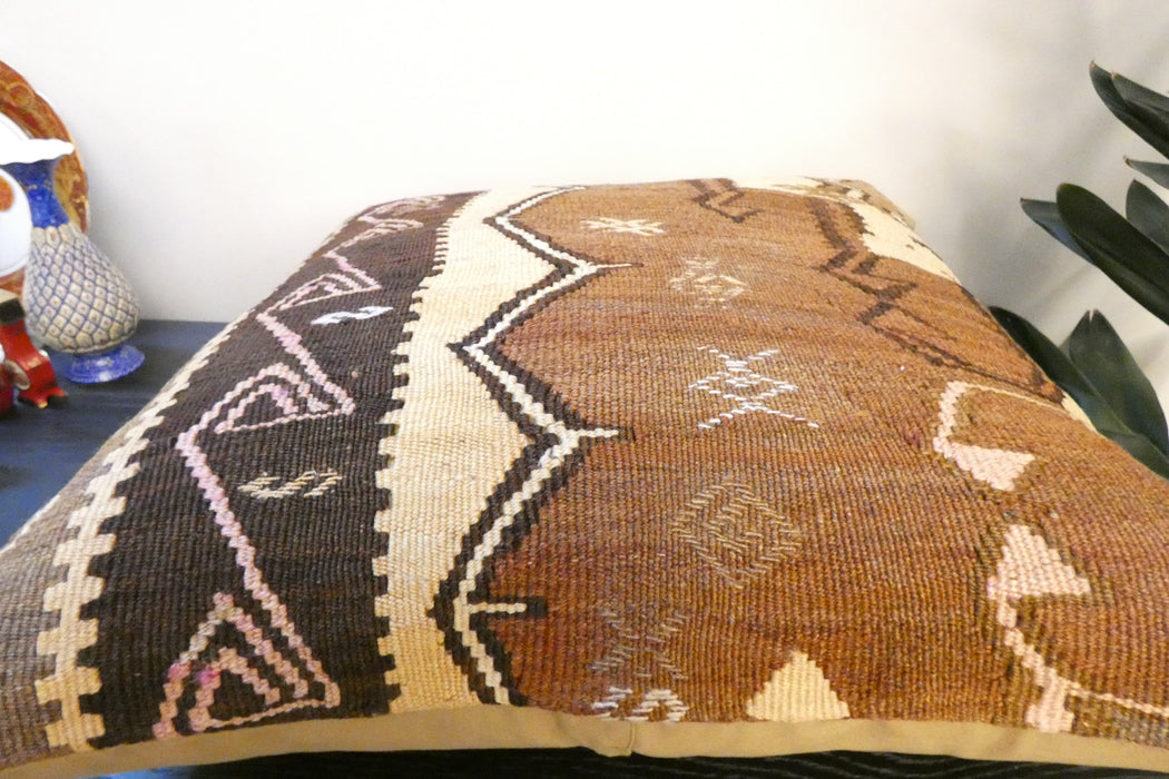 Handmade Turkish Kilim Cushion Cover 60 x 60cm with Insert | Original Anatolian Kilim | Organic Cotton Backing- Rugs Direct NewZealand 