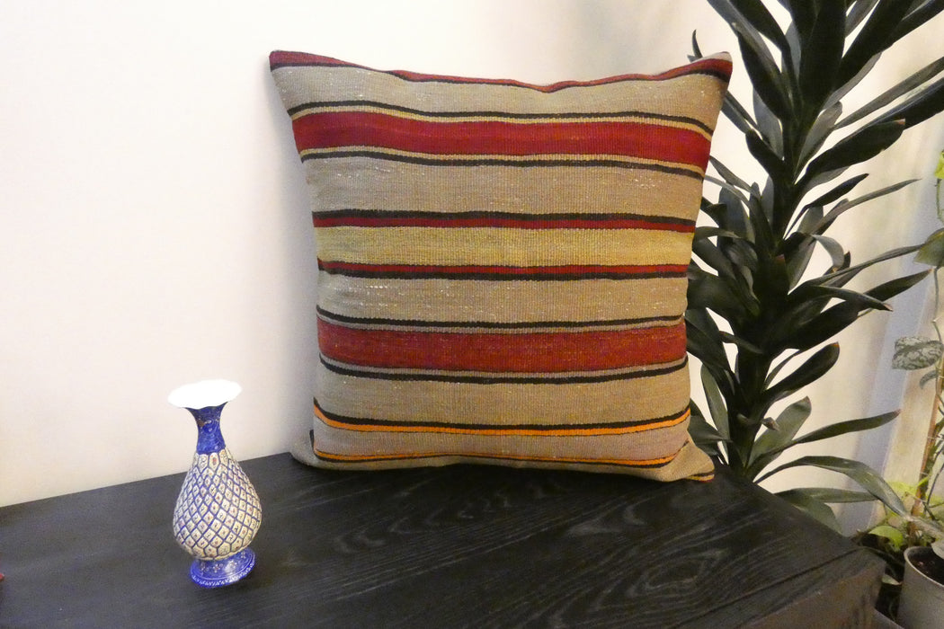Handmade Turkish Kilim Cushion Cover 60 x 60cm with Insert | Original Anatolian Kilim | Organic Cotton Backing- Rugs Direct New Zealand 