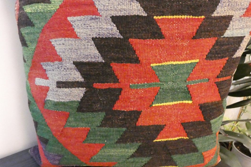 Handmade Turkish Kilim Cushion Cover 60 x 60cm with Insert | Original Anatolian Kilim | Organic Cotton Backing- Rugs Direct New Zealand 
