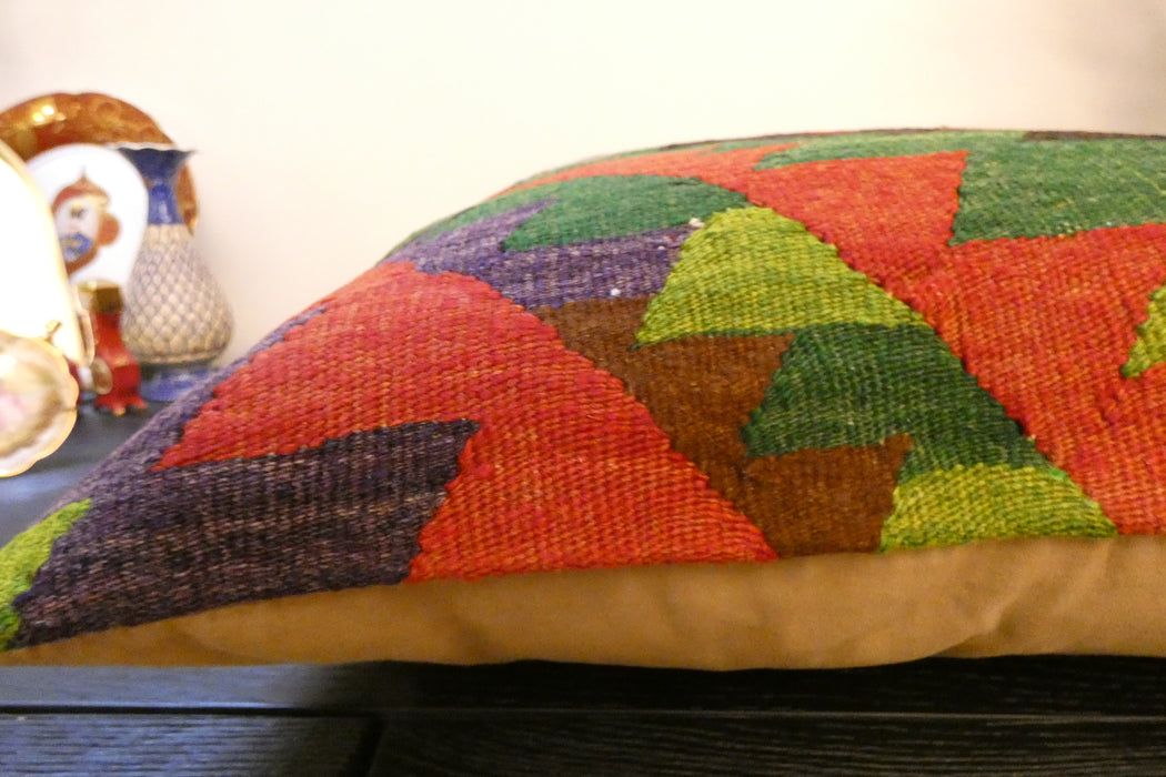 Handmade Turkish Kilim Cushion Cover 60 x 60cm with Insert | Original Anatolian Kilim | Organic Cotton Backing- Rugs Direct New Zealand 