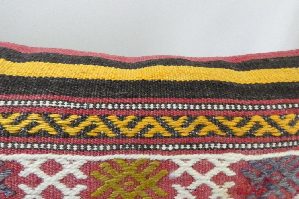 Handmade Turkish Kilim Cushion 30 x 50cm | Vintage Wool Lumbar Cushion with Insert | Organic Cotton Back | TK26-C1071- Rugs Direct 