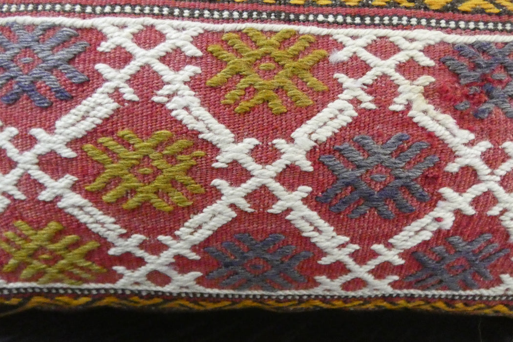 Handmade Turkish Kilim Cushion 30 x 50cm | Vintage Wool Lumbar Cushion with Insert | Organic Cotton Back | TK26-C1071- Rugs Direct 