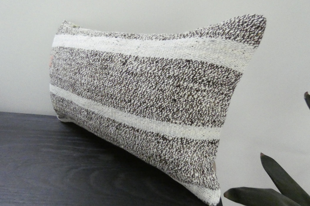 Handmade Turkish Kilim Cushion 30 x 50cm | Vintage Wool Lumbar Cushion with Insert | Organic Cotton Back | TK26-C1073- Rugs Direct 