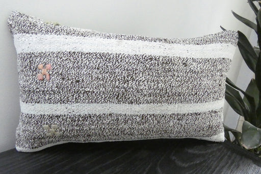 Handmade Turkish Kilim Cushion 30 x 50cm | Vintage Wool Lumbar Cushion with Insert | Organic Cotton Back | TK26-C1073- Rugs Direct 