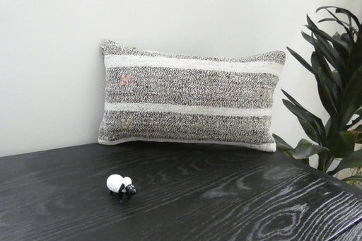 Handmade Turkish Kilim Cushion 30 x 50cm | Vintage Wool Lumbar Cushion with Insert | Organic Cotton Back | TK26-C1073- Rugs Direct 