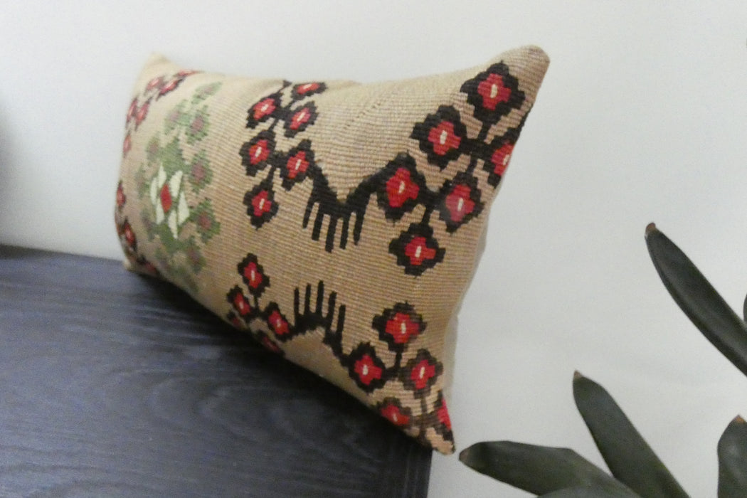 Handmade Turkish Kilim Cushion 30 x 50cm | Vintage Wool Lumbar Cushion with Insert | Organic Cotton Back | TK26-C1075- Rugs Direct Nz 