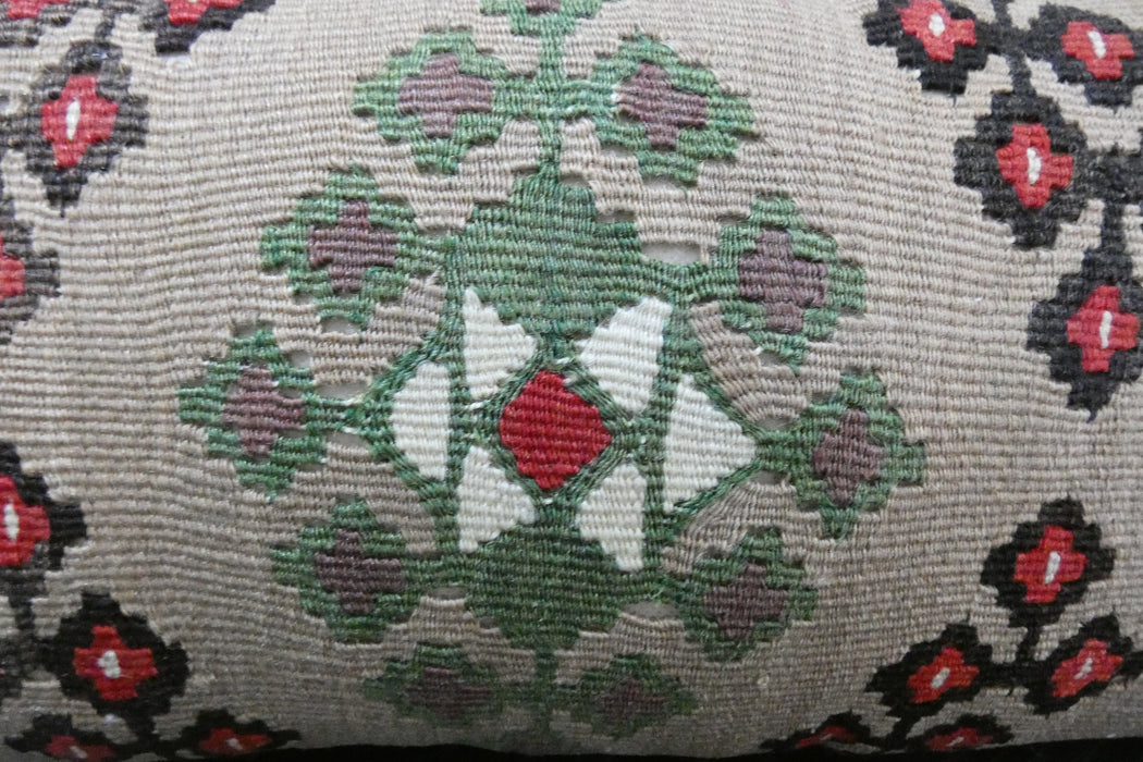 Handmade Turkish Kilim Cushion 30 x 50cm | Vintage Wool Lumbar Cushion with Insert | Organic Cotton Back | TK26-C1075- Rugs Direct Nz 