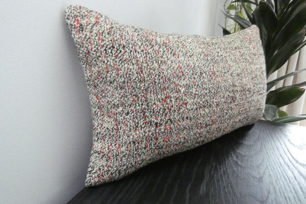 Handmade Turkish Kilim Cushion 30 x 50cm | Vintage Wool Lumbar Cushion with Insert | Organic Cotton Back | TK26-C1077- Rugs Direct 