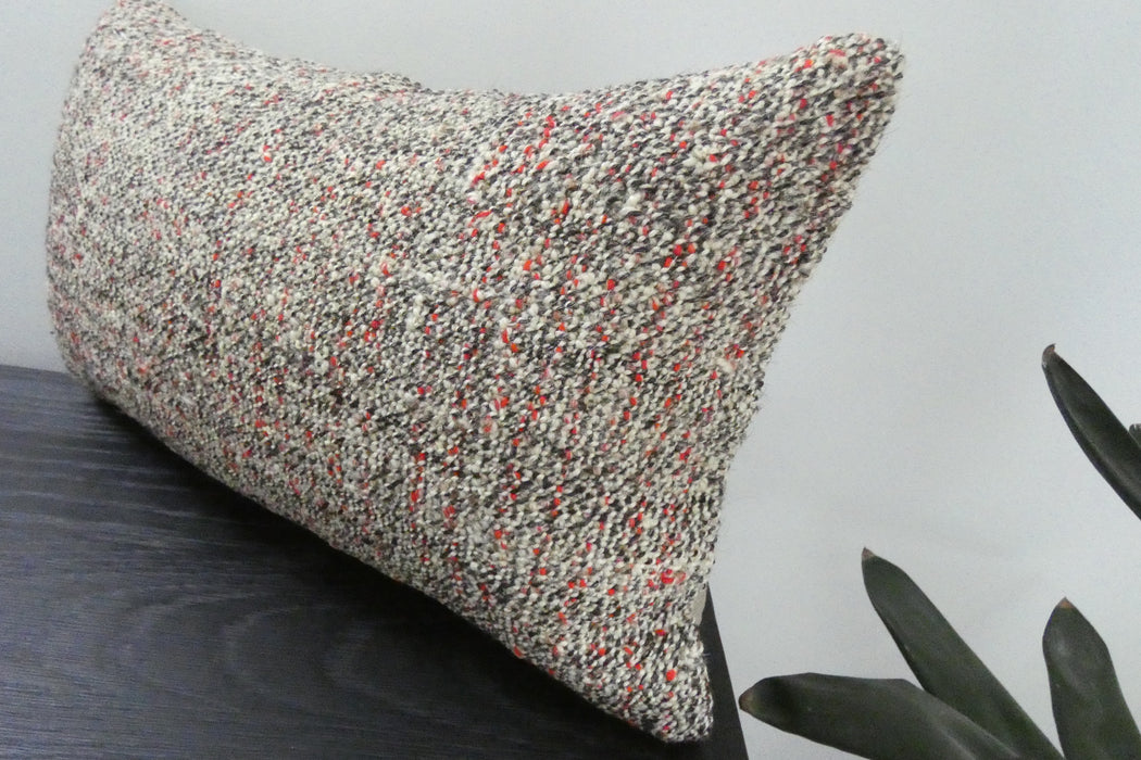 Handmade Turkish Kilim Cushion 30 x 50cm | Vintage Wool Lumbar Cushion with Insert | Organic Cotton Back | TK26-C1077- Rugs Direct 