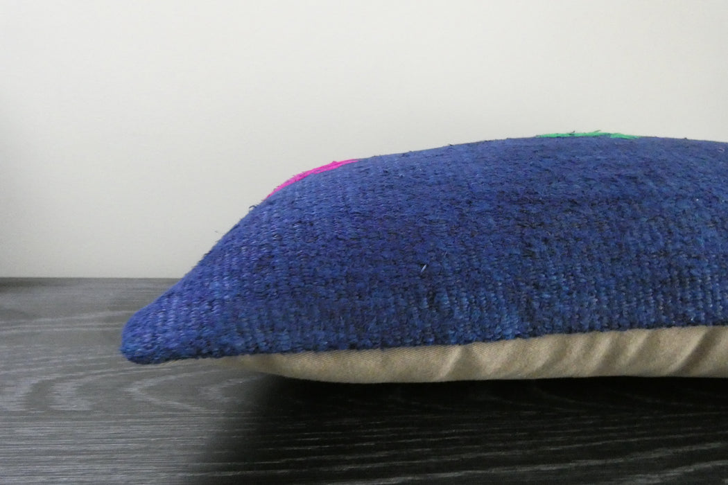 Handmade Turkish Kilim Cushion 30 x 50cm | Vintage Wool Lumbar Cushion with Insert | Organic Cotton Back | TK26-C1078- Rugs Direct 
