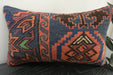 Handmade Turkish Kilim Cushion 30 x 50cm | Vintage Wool Lumbar Cushion with Insert | Organic Cotton Back | TK26-C1080- Rugs Direct 
