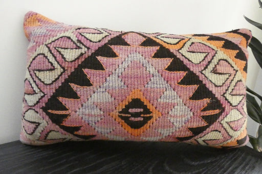 Handmade Turkish Kilim Cushion 30 x 50cm | Vintage Wool Lumbar Cushion with Insert | Organic Cotton Back | TK26-C1081- Rugs Direct NZ