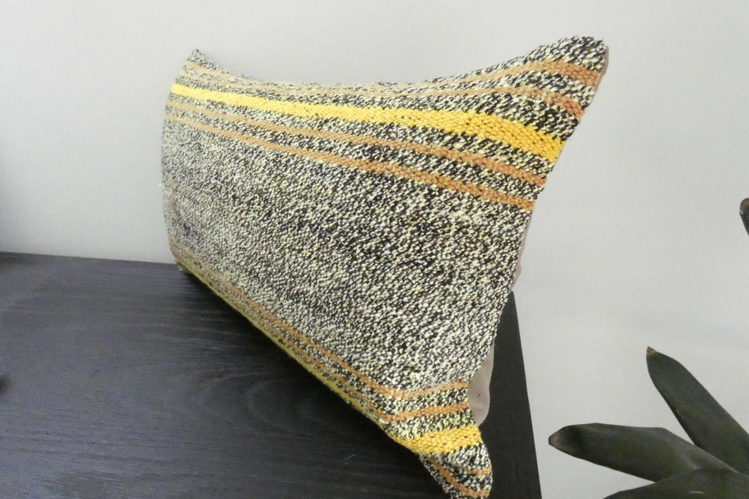 Handmade Turkish Kilim Cushion 30 x 50cm | Vintage Wool Lumbar Cushion with Insert | Organic Cotton Back | TK26-C1082- Rugs Direct NZ