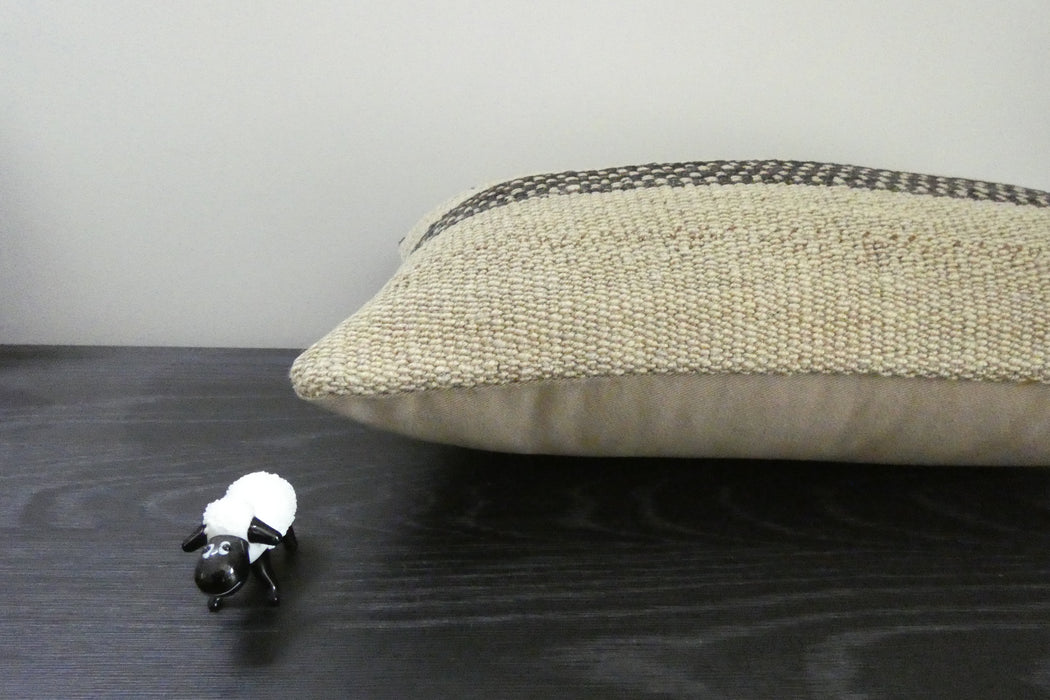 Handmade Turkish Kilim Cushion 30 x 50cm | Vintage Wool Lumbar Cushion with Insert | Organic Cotton Back | TK26-C1083- Rugs Direct 