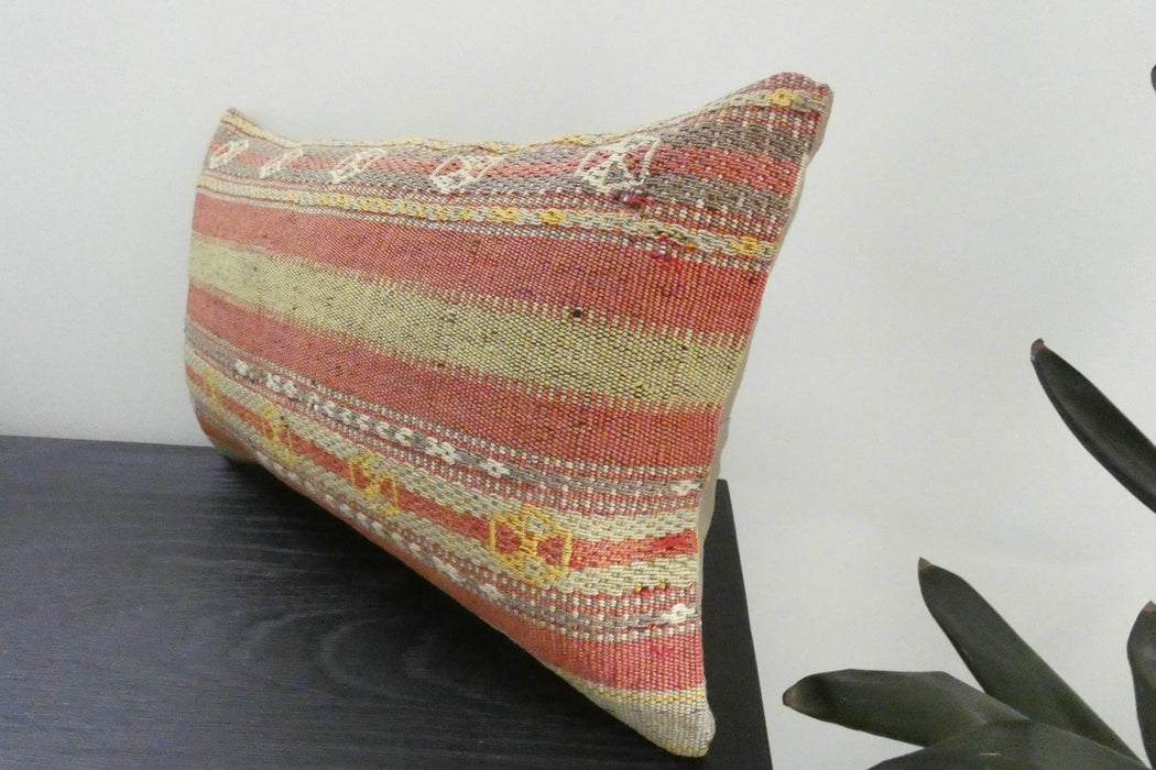 Handmade Turkish Kilim Cushion 30 x 50cm | Vintage Wool Lumbar Cushion with Insert | Organic Cotton Back | TK26-C1088- Rugs Direct nz