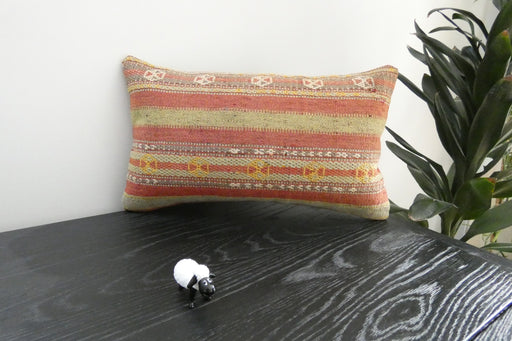Handmade Turkish Kilim Cushion 30 x 50cm | Vintage Wool Lumbar Cushion with Insert | Organic Cotton Back | TK26-C1088- Rugs Direct nz