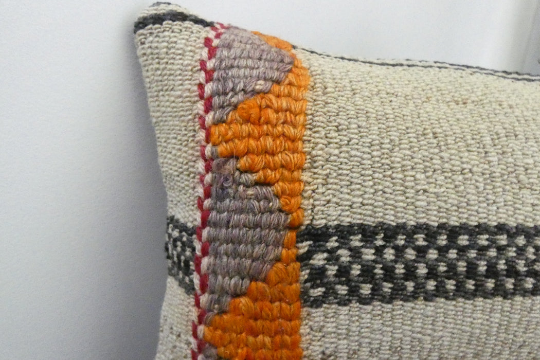 Handmade Turkish Kilim Cushion 30 x 50cm | Vintage Wool Lumbar Cushion with Insert | Organic Cotton Back | TK26-C1094- Rugs Direct NZ