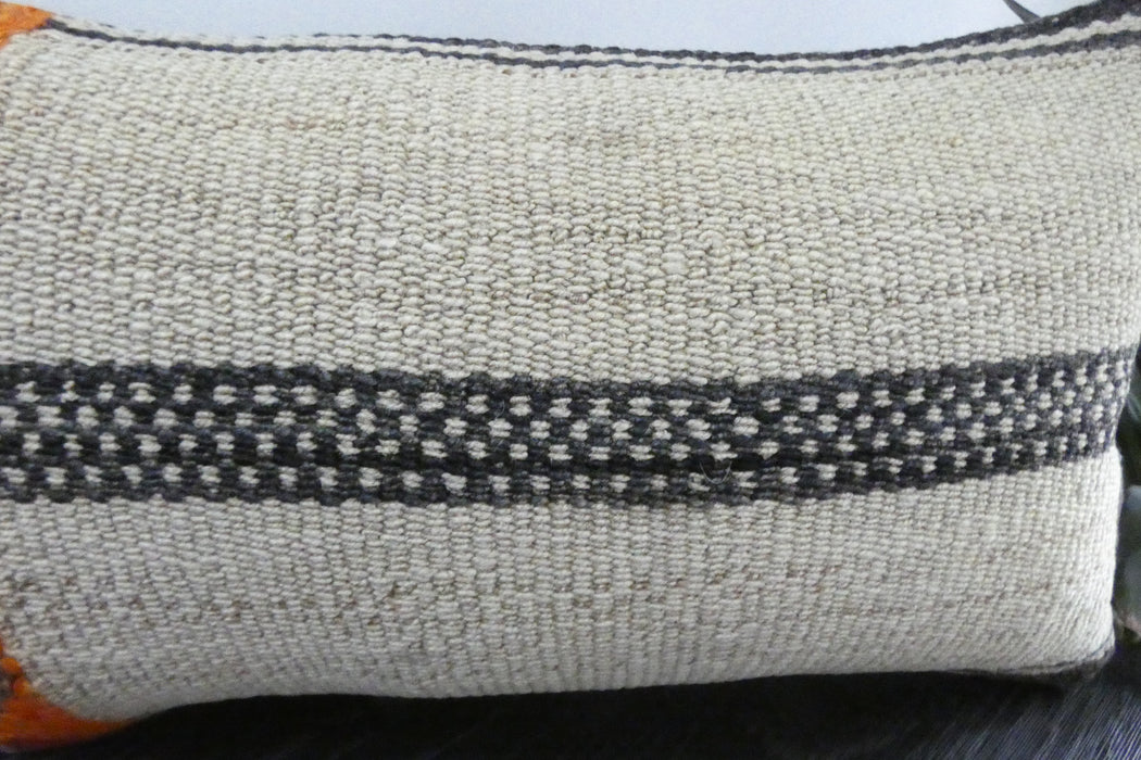 Handmade Turkish Kilim Cushion 30 x 50cm | Vintage Wool Lumbar Cushion with Insert | Organic Cotton Back | TK26-C1094- Rugs Direct NZ