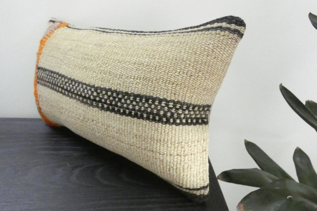 Handmade Turkish Kilim Cushion 30 x 50cm | Vintage Wool Lumbar Cushion with Insert | Organic Cotton Back | TK26-C1094- Rugs Direct NZ