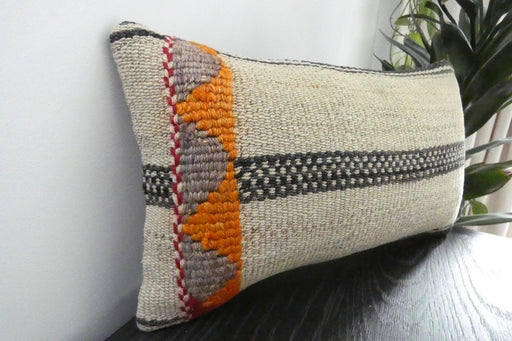 Handmade Turkish Kilim Cushion 30 x 50cm | Vintage Wool Lumbar Cushion with Insert | Organic Cotton Back | TK26-C1094- Rugs Direct NZ