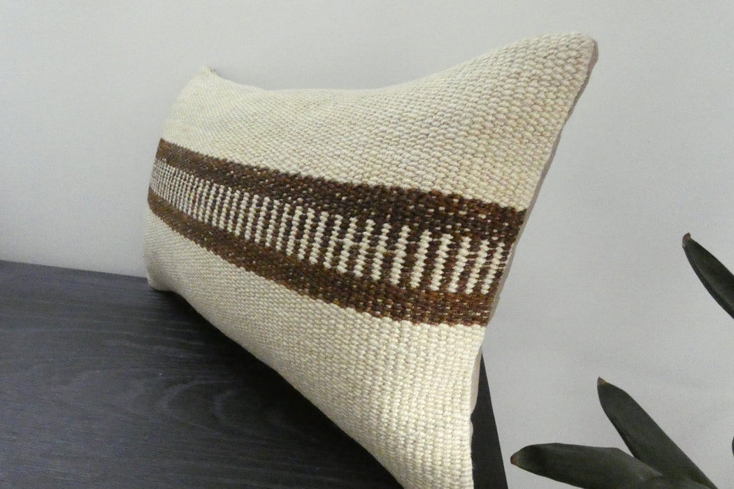 Handmade Turkish Kilim Cushion 30 x 50cm | Vintage Wool Lumbar Cushion with Insert | Organic Cotton Back | TK26-C1095- Rugs Direct NZ