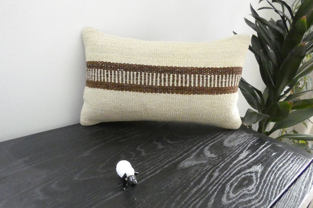 Handmade Turkish Kilim Cushion 30 x 50cm | Vintage Wool Lumbar Cushion with Insert | Organic Cotton Back | TK26-C1095- Rugs Direct NZ