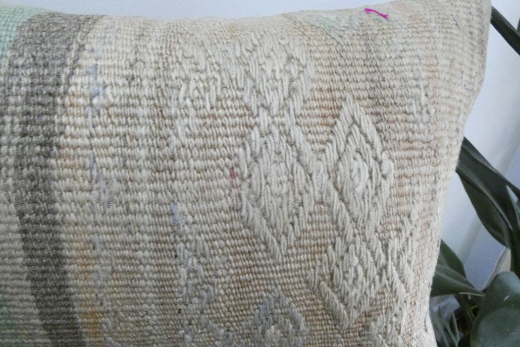 Handmade Turkish Kilim Cushion 30 x 50cm | Vintage Wool Lumbar Cushion with Insert | Organic Cotton Back | TK26-C1097- Rugs Direct NZ