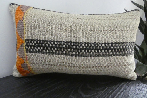 Handmade Turkish Kilim Cushion 30 x 50cm | Vintage Wool Lumbar Cushion with Insert | Organic Cotton Back | TK26-C1098- Rugs Direct NZ