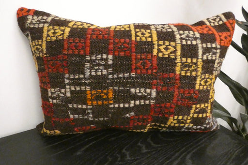 Handmade Anatolian Kilim Cushion Cover with Insert 40 x 60cm | Vintage Turkish Wool Lumbar Pillow | Organic Cotton Back | TK26-C1101- Rugs Direct NZ