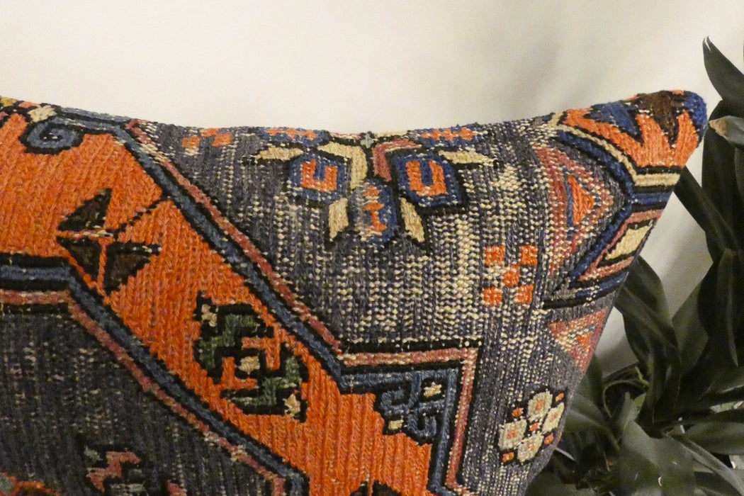 Handmade Anatolian Kilim Cushion Cover with Insert 40 x 60cm | Vintage Turkish Wool Lumbar Pillow | Organic Cotton Back | TK26-C1102- Rugs Direct NZ