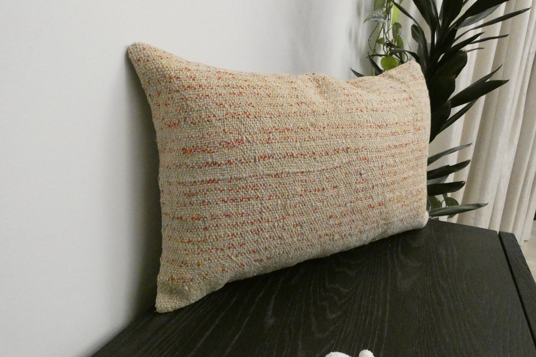 Handmade Anatolian Kilim Cushion Cover with Insert 40 x 60cm | Vintage Turkish Wool Lumbar Pillow | Organic Cotton Back | TK26-C1104- Rugs Direct NZ