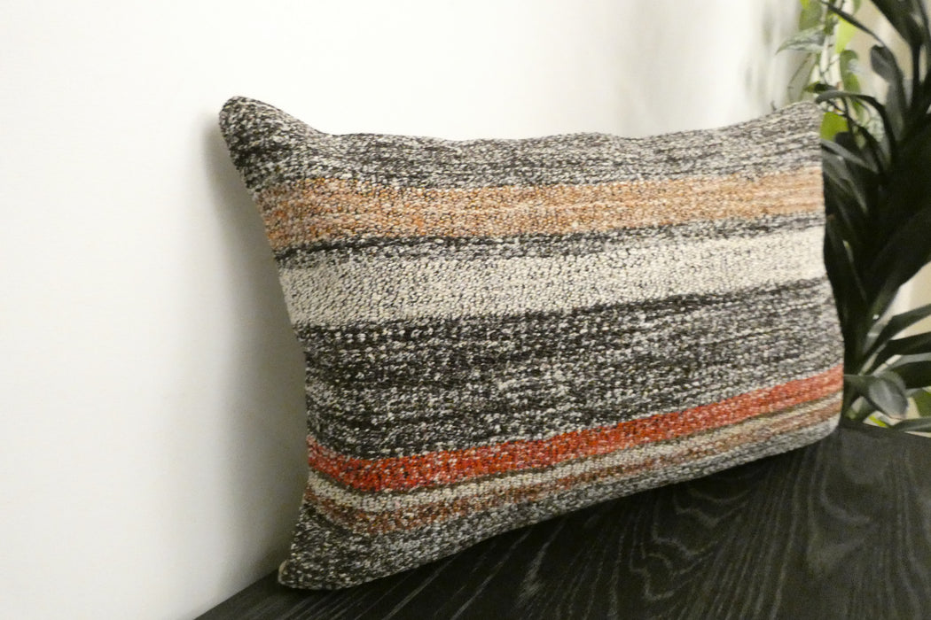 Handmade Anatolian Kilim Cushion Cover with Insert 40 x 60cm | Vintage Turkish Wool Lumbar Pillow | Organic Cotton Back | TK26-C1105- Rugs Direct NZ