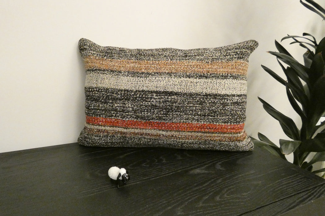 Handmade Anatolian Kilim Cushion Cover with Insert 40 x 60cm | Vintage Turkish Wool Lumbar Pillow | Organic Cotton Back | TK26-C1105- Rugs Direct NZ