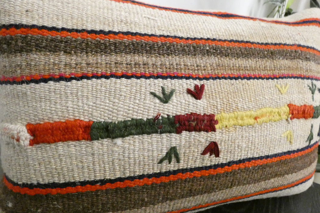 Handmade Anatolian Kilim Cushion Cover with Insert 40 x 60cm | Vintage Turkish Wool Lumbar Pillow | Organic Cotton Back | TK26-C1106- Rugs Direct NZ