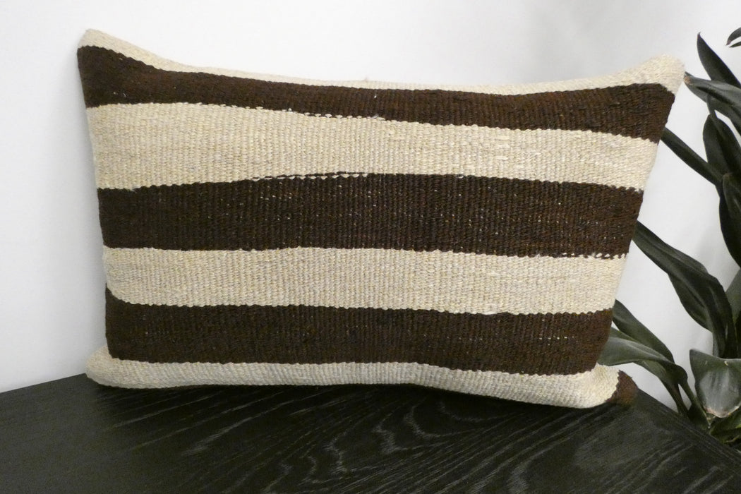 Handmade Anatolian Kilim Cushion Cover with Insert 40 x 60cm | Vintage Turkish Wool Lumbar Pillow | Organic Cotton Back | TK26-C1108- Rugs Direct NZ