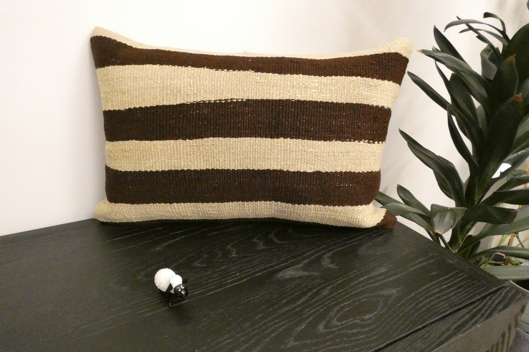 Handmade Anatolian Kilim Cushion Cover with Insert 40 x 60cm | Vintage Turkish Wool Lumbar Pillow | Organic Cotton Back | TK26-C1108- Rugs Direct NZ