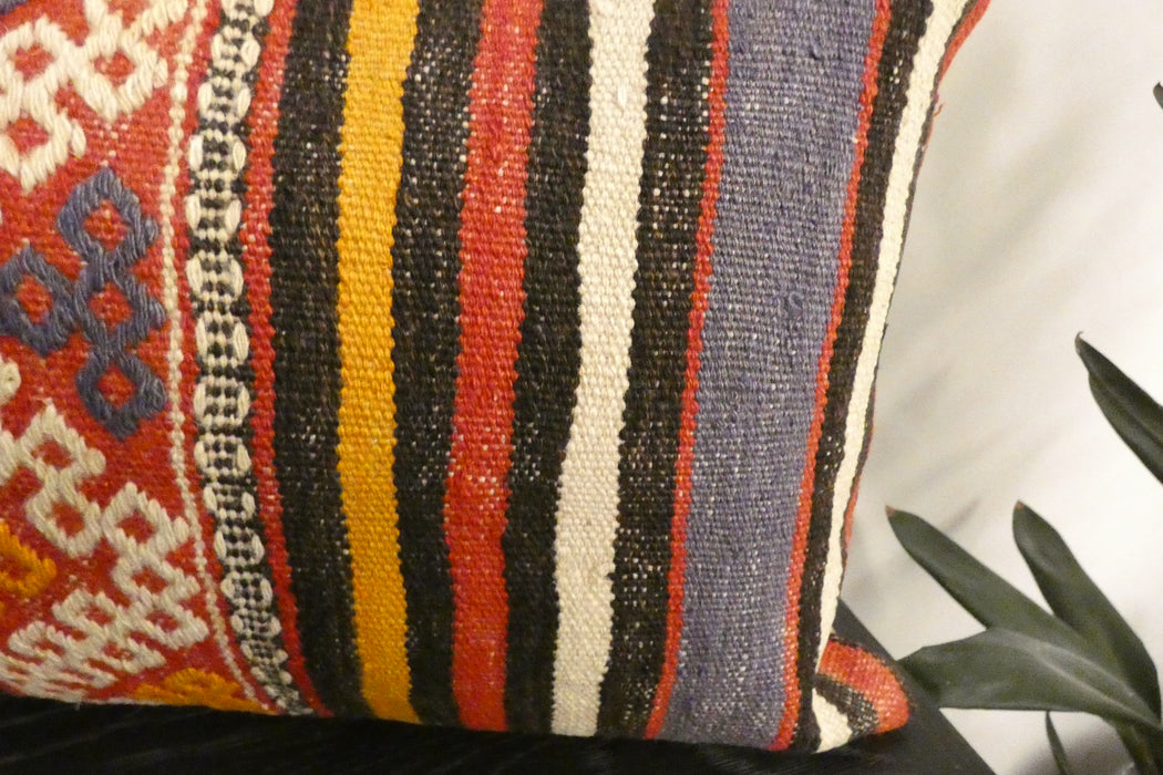 Handmade Anatolian Kilim Cushion Cover with Insert 40 x 60cm | Vintage Turkish Wool Lumbar Pillow | Organic Cotton Back | TK26-C1110- Rugs Direct NZ 