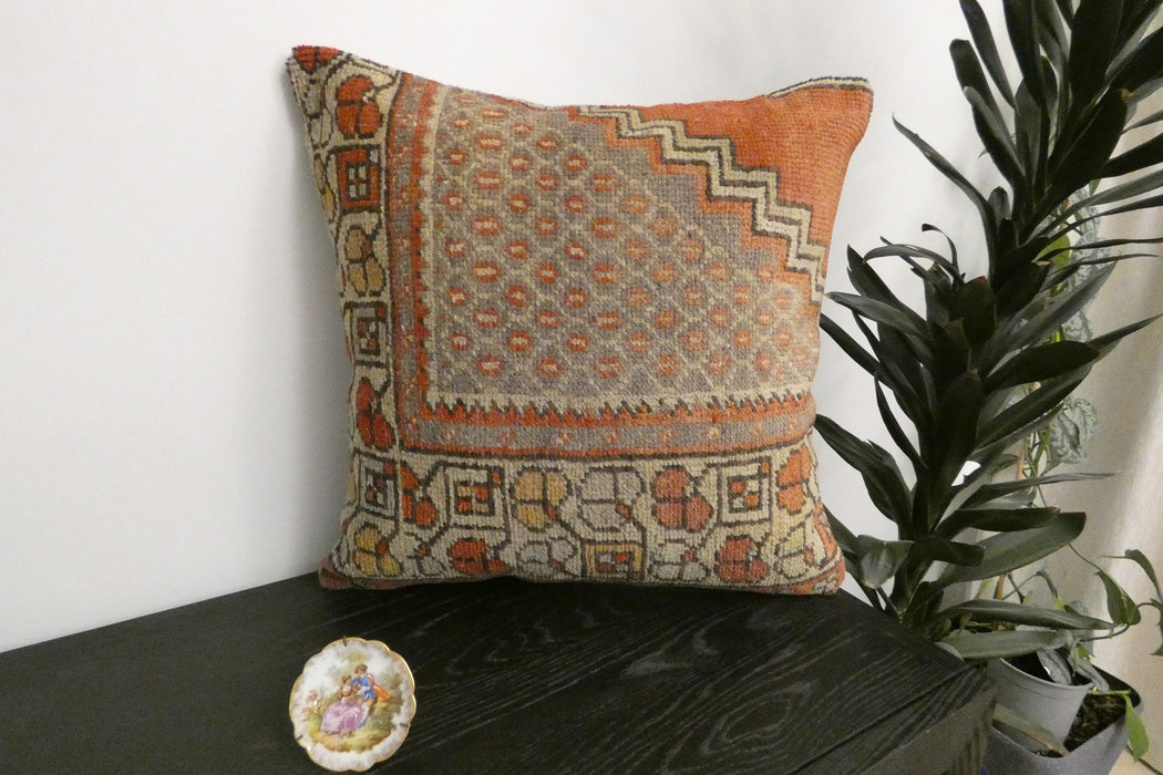 Handmade Turkish Rug Cushion Cover 60 x 60cm with Insert | Original Anatolian Rug | Organic Cotton Backing | TK26-C1113- Rugs direct NZ