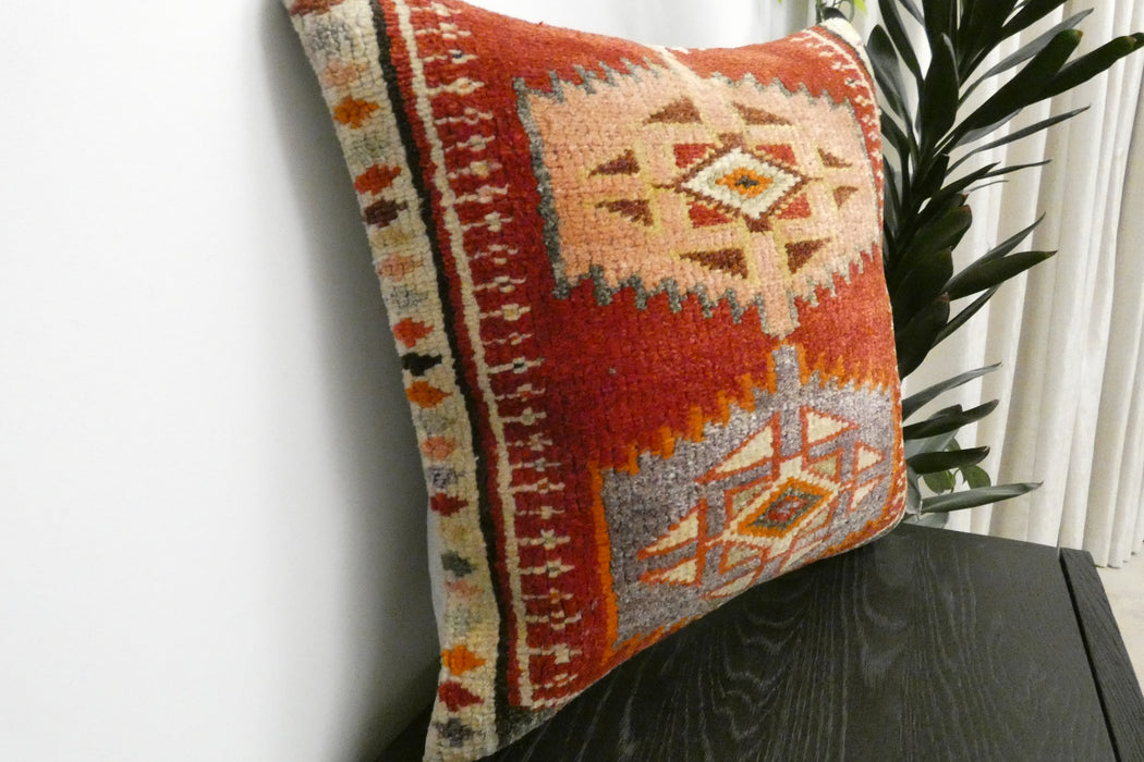 Handmade Turkish Rug Cushion Cover 60 x 60cm with Insert | Original Anatolian Rug | Organic Cotton Backing | TK26-C1116- Rugs Direct NZ