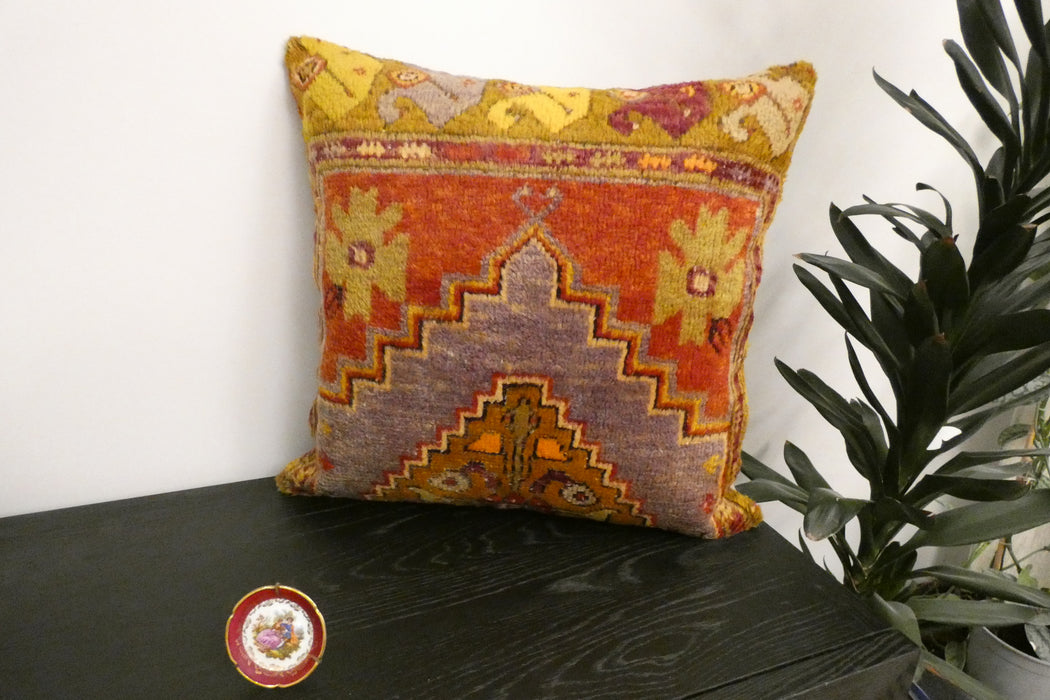 Handmade Turkish Rug Cushion Cover 60 x 60cm with Insert | Original Anatolian Rug | Organic Cotton Backing | TK26-C1117- Rugs Direct NZ