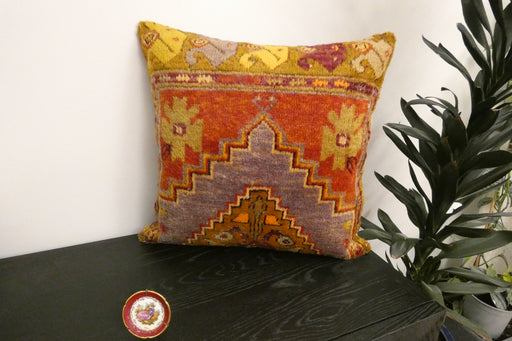 Handmade Turkish Rug Cushion Cover 60 x 60cm with Insert | Original Anatolian Rug | Organic Cotton Backing | TK26-C1117- Rugs Direct NZ