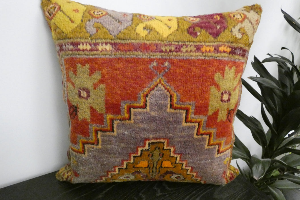 Handmade Turkish Rug Cushion Cover 60 x 60cm with Insert | Original Anatolian Rug | Organic Cotton Backing | TK26-C1117- Rugs Direct NZ
