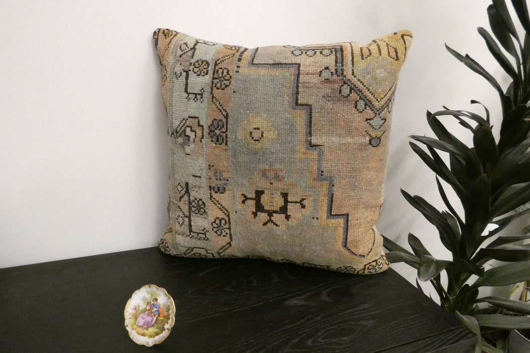 Handmade Turkish Rug Cushion Cover 60 x 60cm with Insert | Original Anatolian Rug | Organic Cotton Backing | TK26-C1118- Rugs Direct NZ