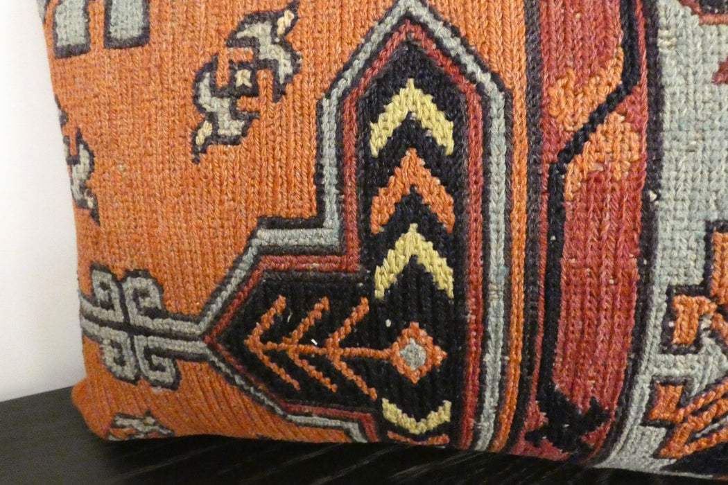 Handmade Anatolian Kilim Cushion Cover with Insert 40 x 60cm | Vintage Turkish Wool Lumbar Pillow | Organic Cotton Back | TK26-C1122- Rugs Direct NZ