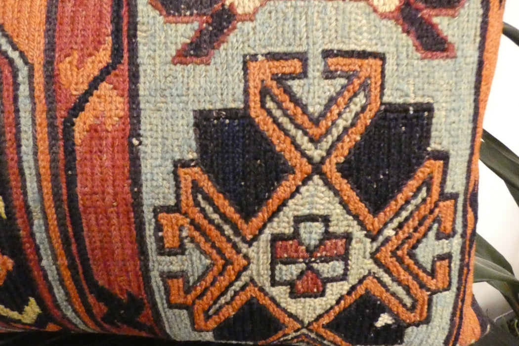 Handmade Anatolian Kilim Cushion Cover with Insert 40 x 60cm | Vintage Turkish Wool Lumbar Pillow | Organic Cotton Back | TK26-C1122- Rugs Direct NZ