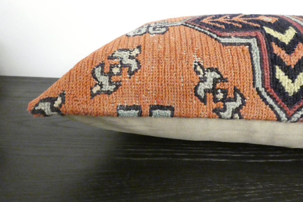 Handmade Anatolian Kilim Cushion Cover with Insert 40 x 60cm | Vintage Turkish Wool Lumbar Pillow | Organic Cotton Back | TK26-C1122- Rugs Direct NZ