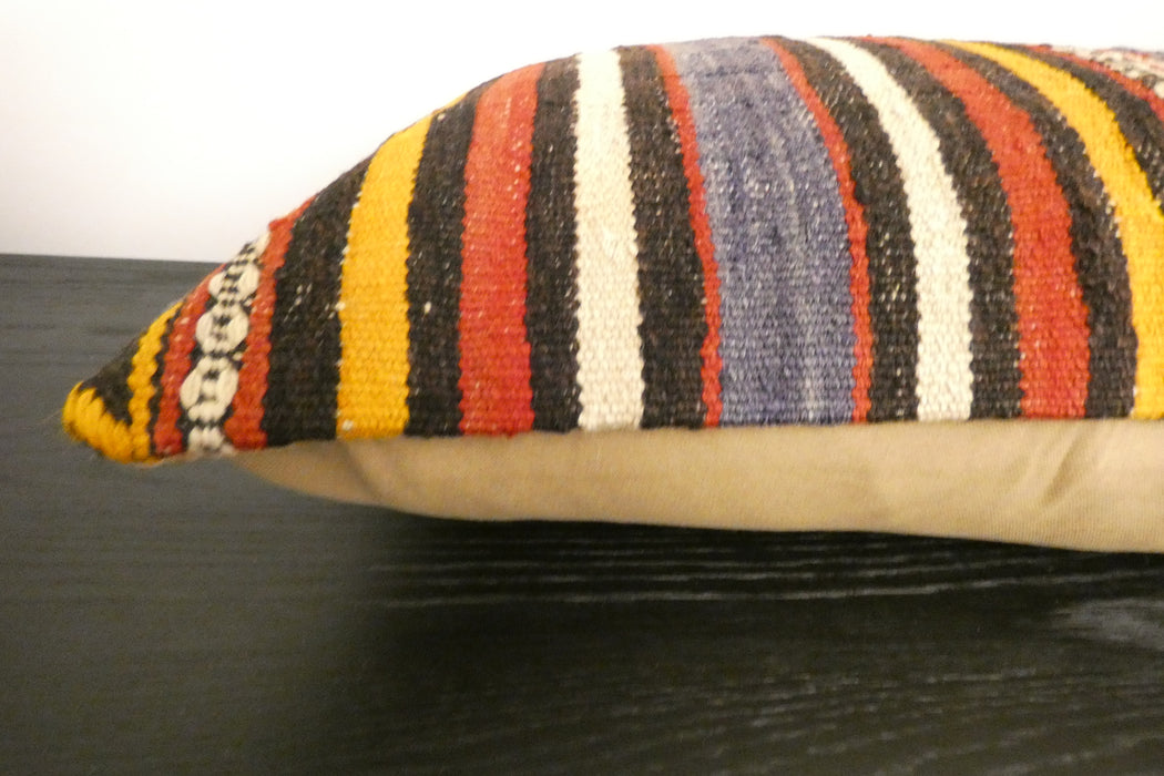 Handmade Anatolian Kilim Cushion Cover with Insert 40 x 60cm | Vintage Turkish Wool Lumbar Pillow | Organic Cotton Back | TK26-C1123- Rugs Direct NZ