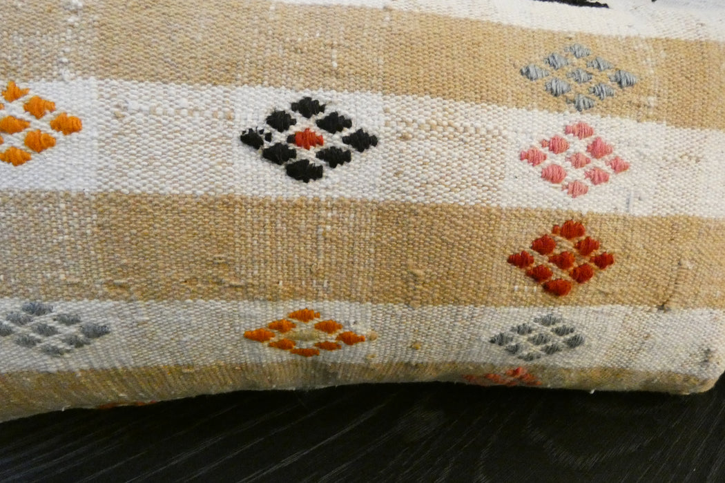 Handmade Turkish Kilim Cushion 30 x 50cm , Vintage Wool Lumbar Cushion with Insert,  Organic Cotton Back- Rugs direct New Zealand 